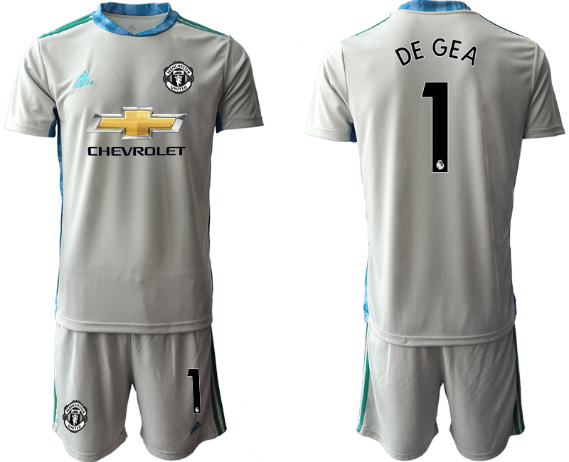 Men 2020-2021 club Manchester United grey goalkeeper #1 Soccer Jerseys